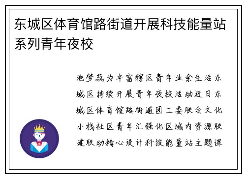 东城区体育馆路街道开展科技能量站系列青年夜校